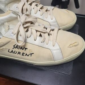YSL Saint Laurent distressed Court shoes